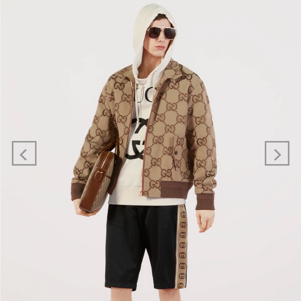 【HOLD】GUCCI Beige Canvas Jumbo GG Jacket